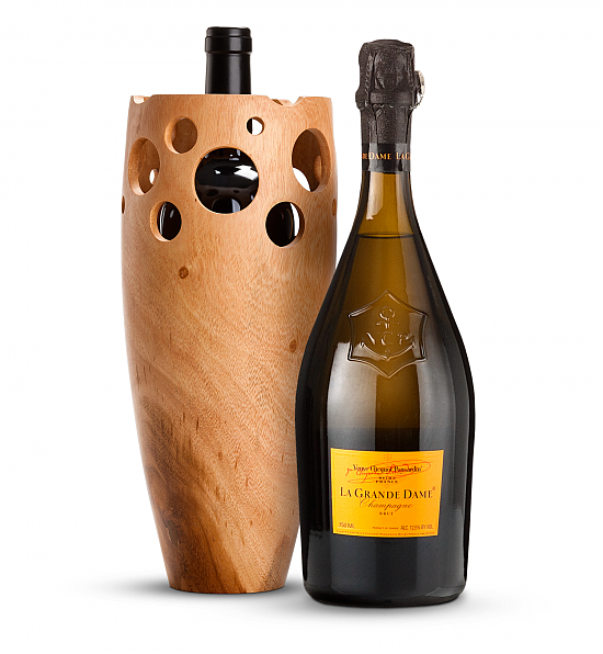 Fine Wine with Wood Vase